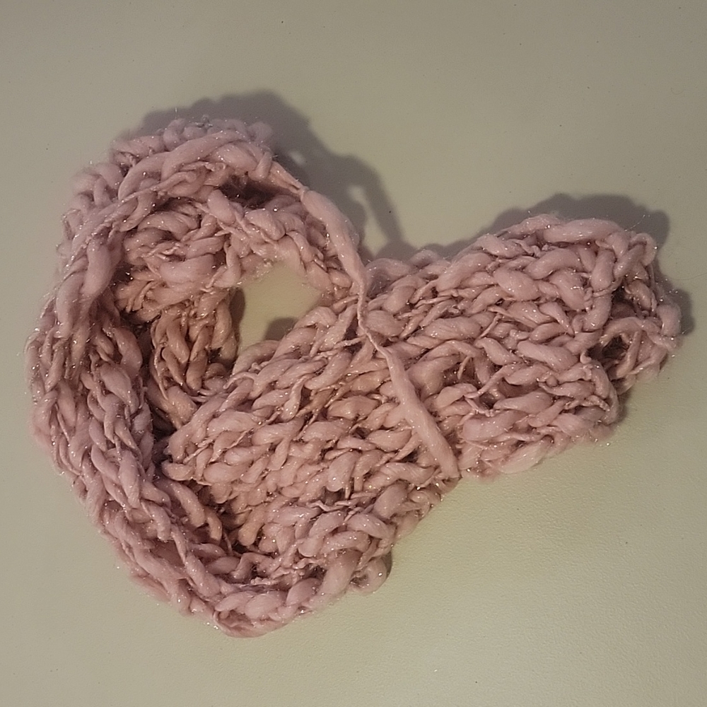 Beautiful Pink sparkle 12x28 hand knit scarf